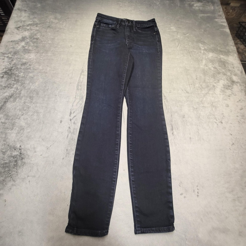 Athleta Jeans Womens 0 Blue Skinny Slim Mid Rise Dark Wash Stretch Denim